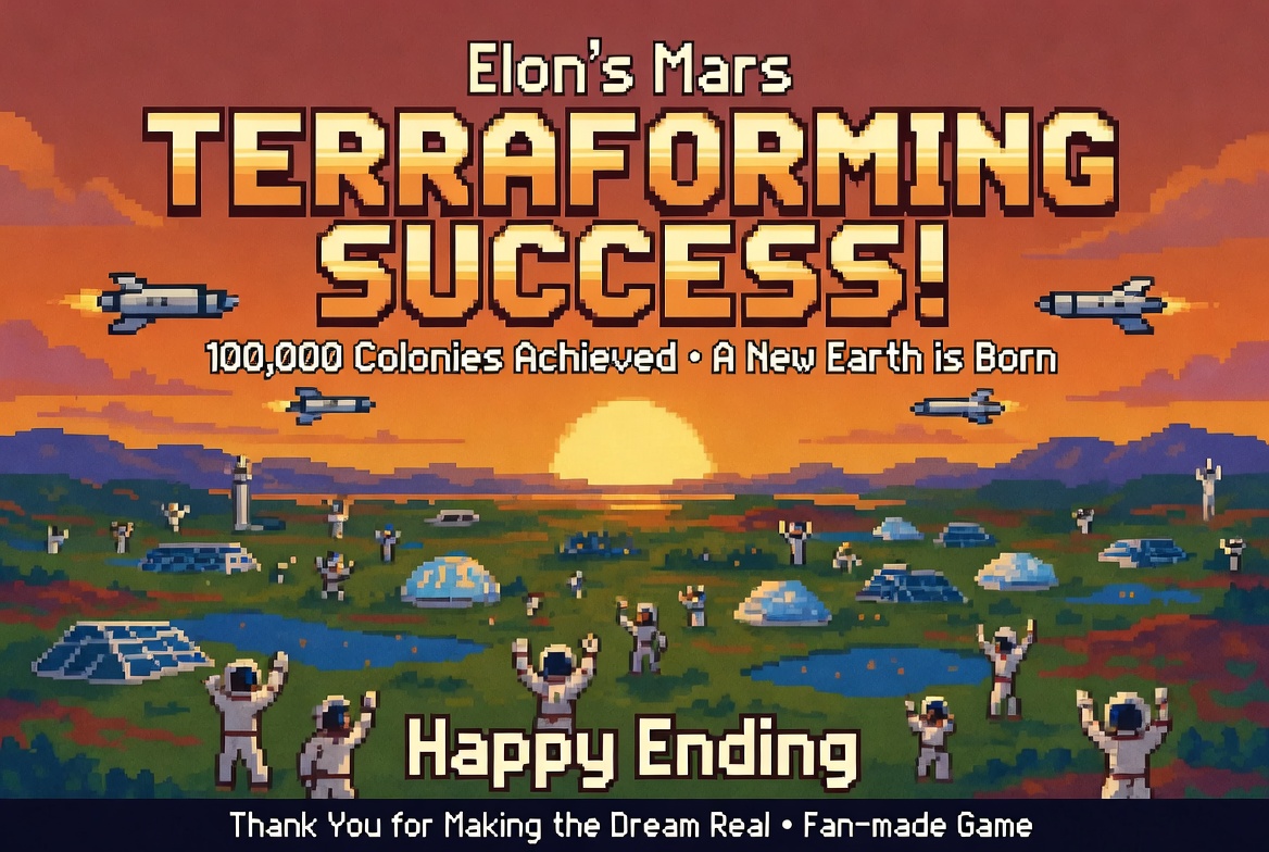 Terraforming Success — 100,000 colonies achieved